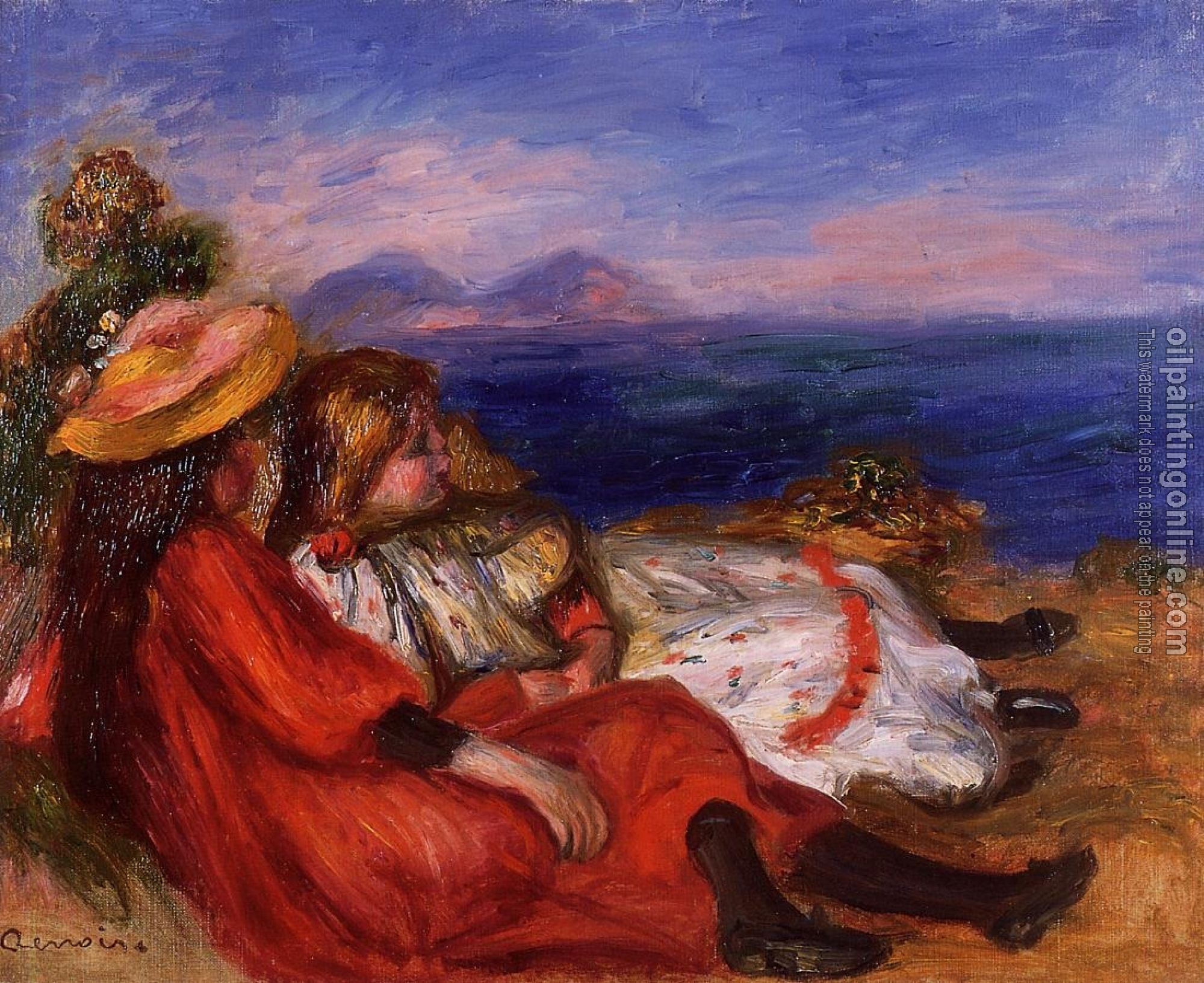 Renoir, Pierre Auguste - Two Little Girls on the Beach